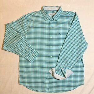 Men's Tommy Bahama Long Sleeve Teal Plaid Sarasota Stretch Button-Up Shirt